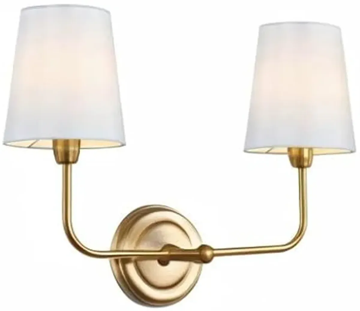 SAFAVIEH SCN4015A Ezra Brass Gold 2-Light Wall (LED Bulbs Included) Sconce, White