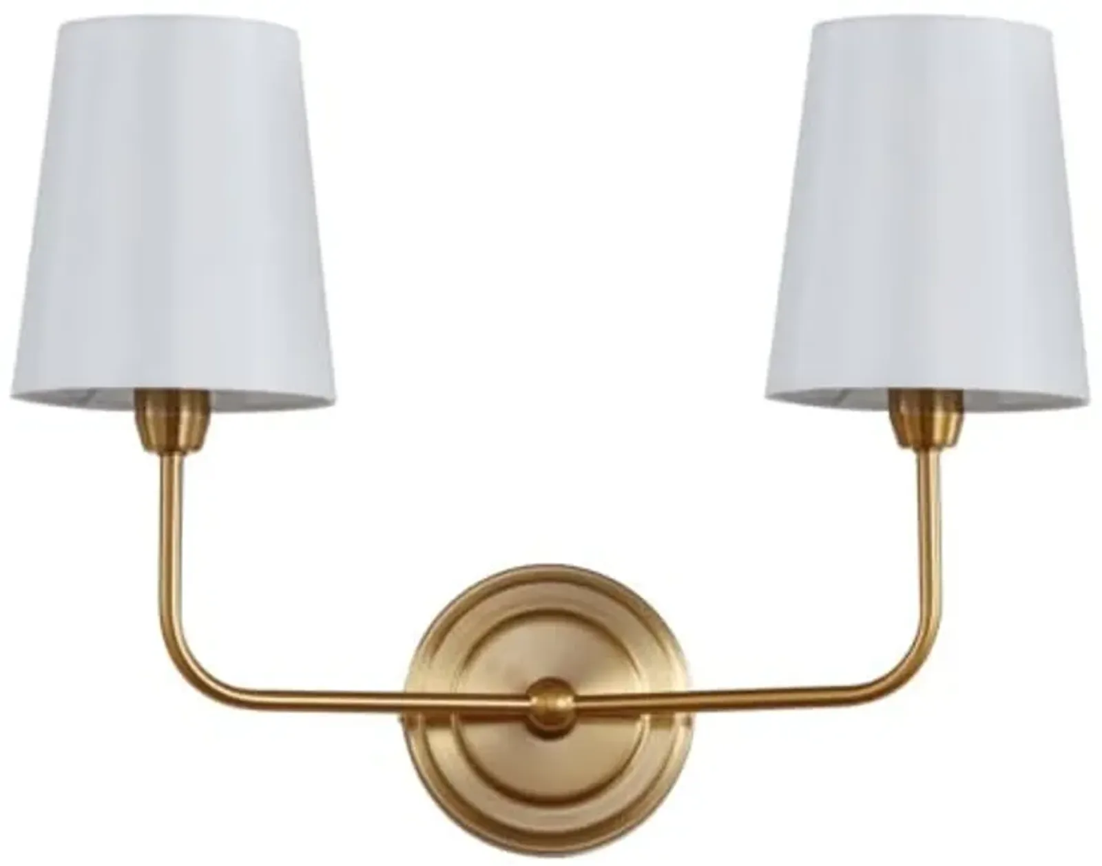 SAFAVIEH SCN4015A Ezra Brass Gold 2-Light Wall (LED Bulbs Included) Sconce, White