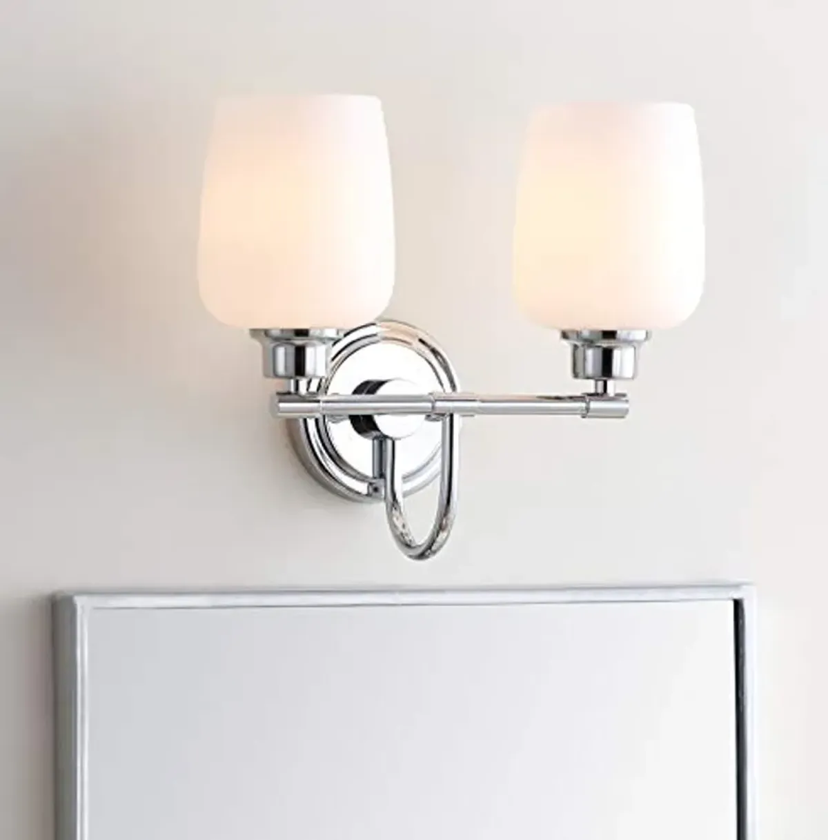 SAFAVIEH SCN4051A Rayden Chrome 2-Light Bathroom (LED Bulbs Included) Sconce