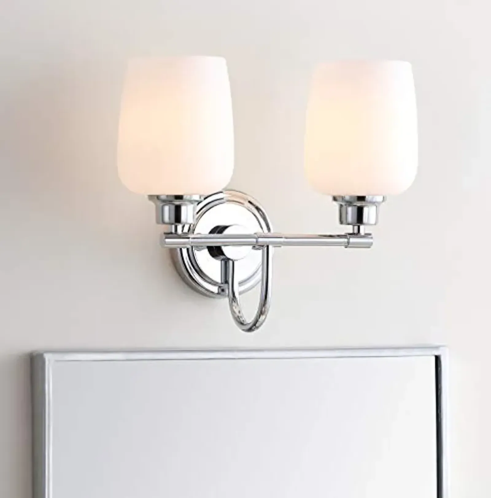 SAFAVIEH SCN4051A Rayden Chrome 2-Light Bathroom (LED Bulbs Included) Sconce