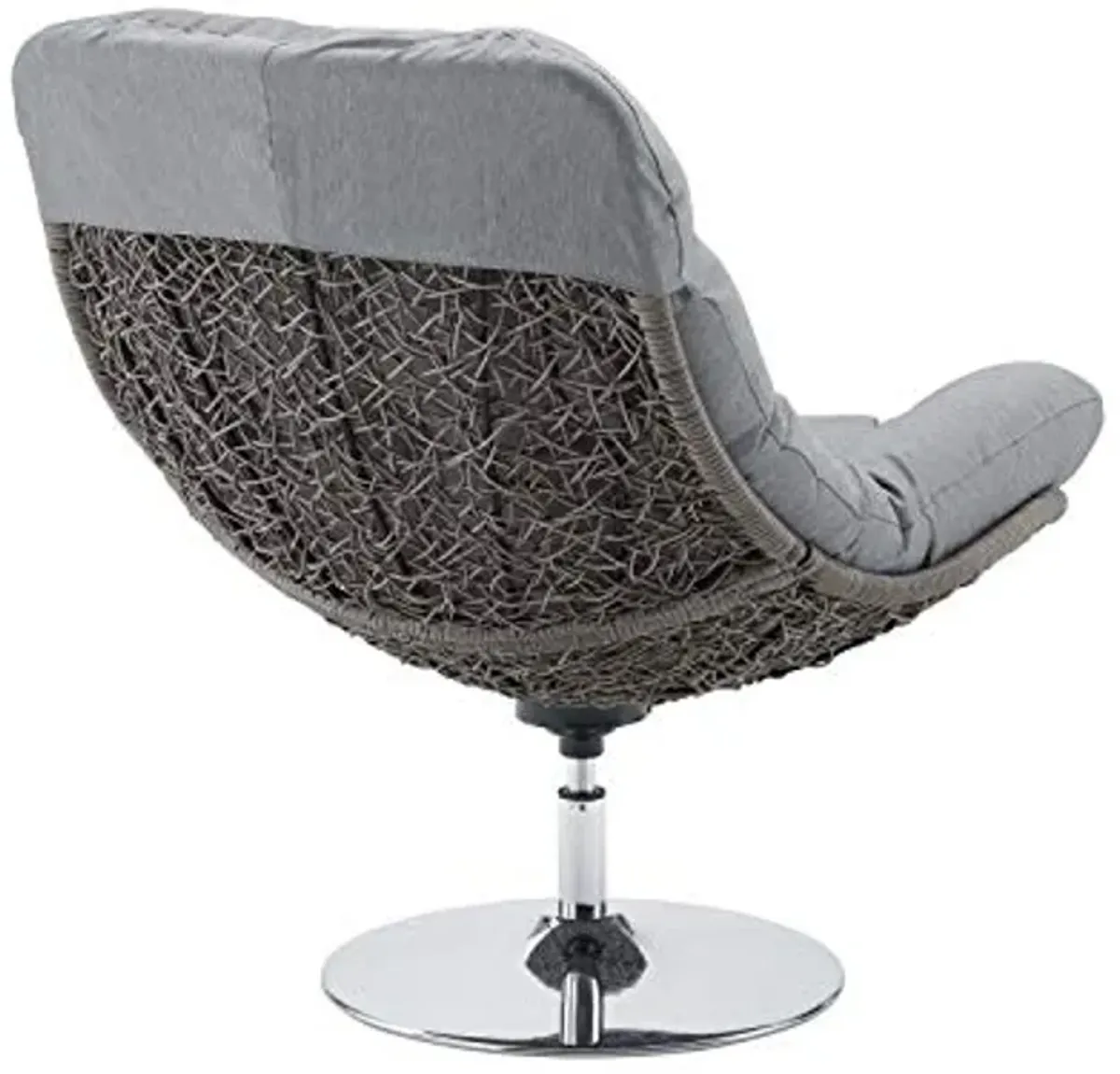 Modway Brighton Outdoor Patio Wicker Rattan Swivel Lounge Chair in Light Gray Gray