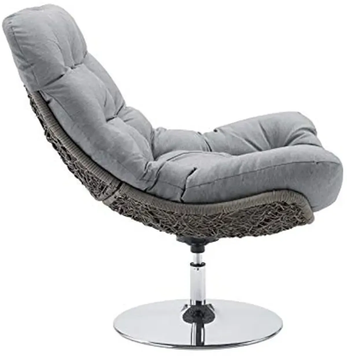 Modway Brighton Outdoor Patio Wicker Rattan Swivel Lounge Chair in Light Gray Gray