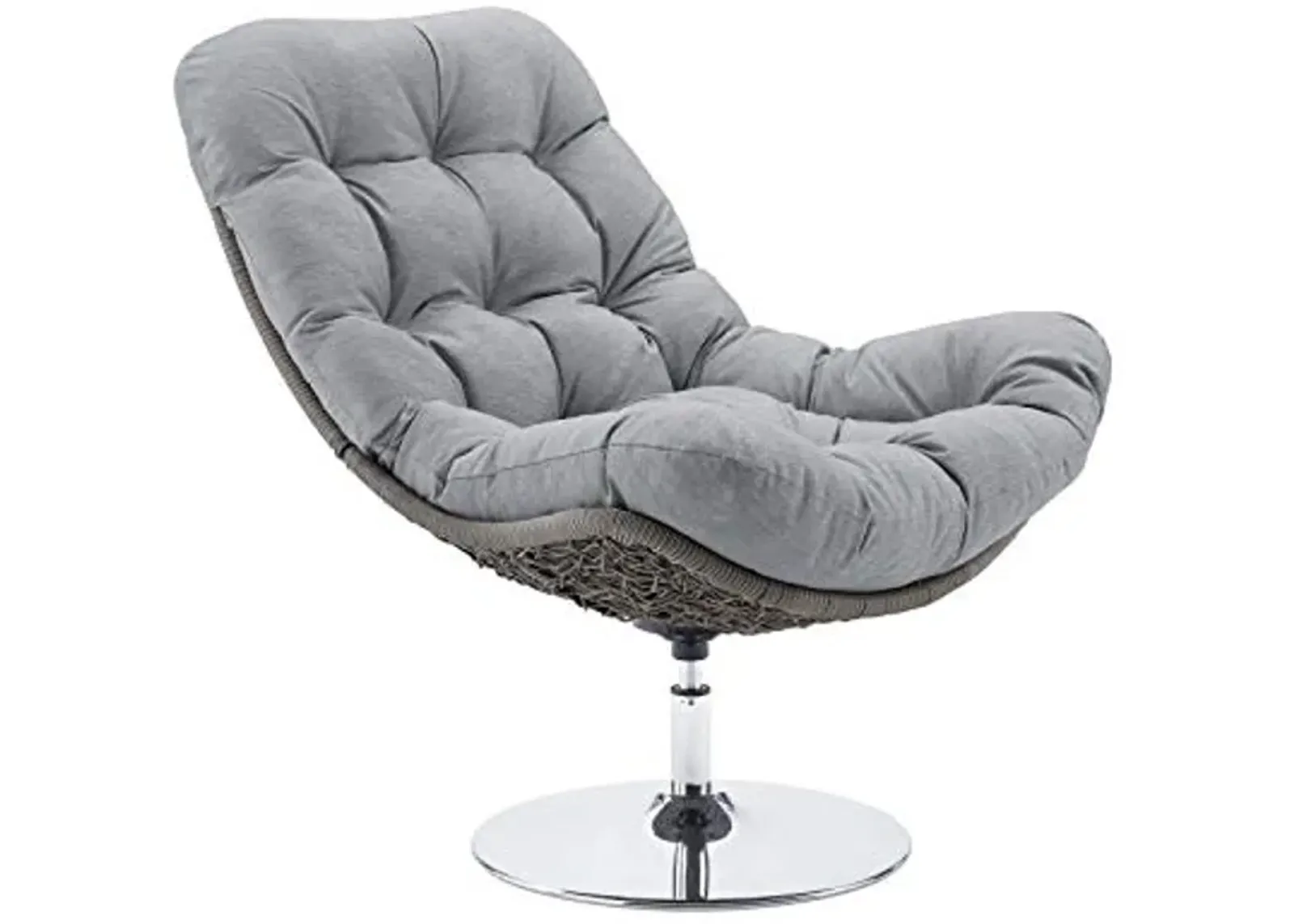 Modway Brighton Outdoor Patio Wicker Rattan Swivel Lounge Chair in Light Gray Gray