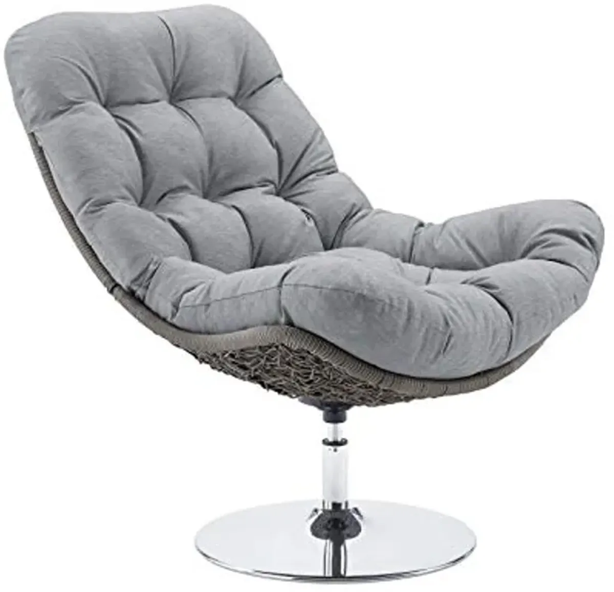 Modway Brighton Outdoor Patio Wicker Rattan Swivel Lounge Chair in Light Gray Gray