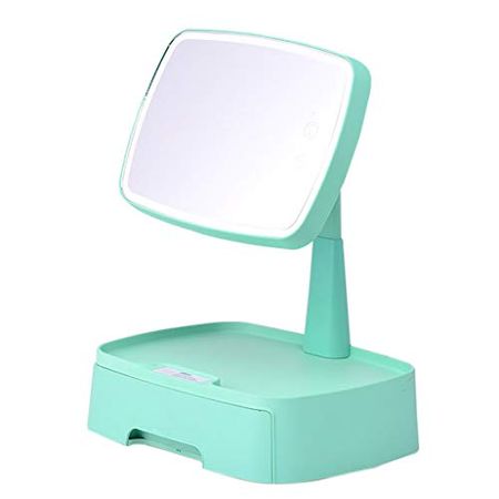 Lighted Makeup Mirror Led Lights Vanity Mirror with Lights and Storage Box Touch Screen Multi-Function Makeup Mirror Table Lamp