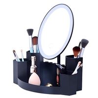 Makeup Vanity Mirror with Storage Box Led Makeup Mirror with Touch Screen USB Power Supply 180° Adjustable Rotating Countertop Cosmetic Mirror