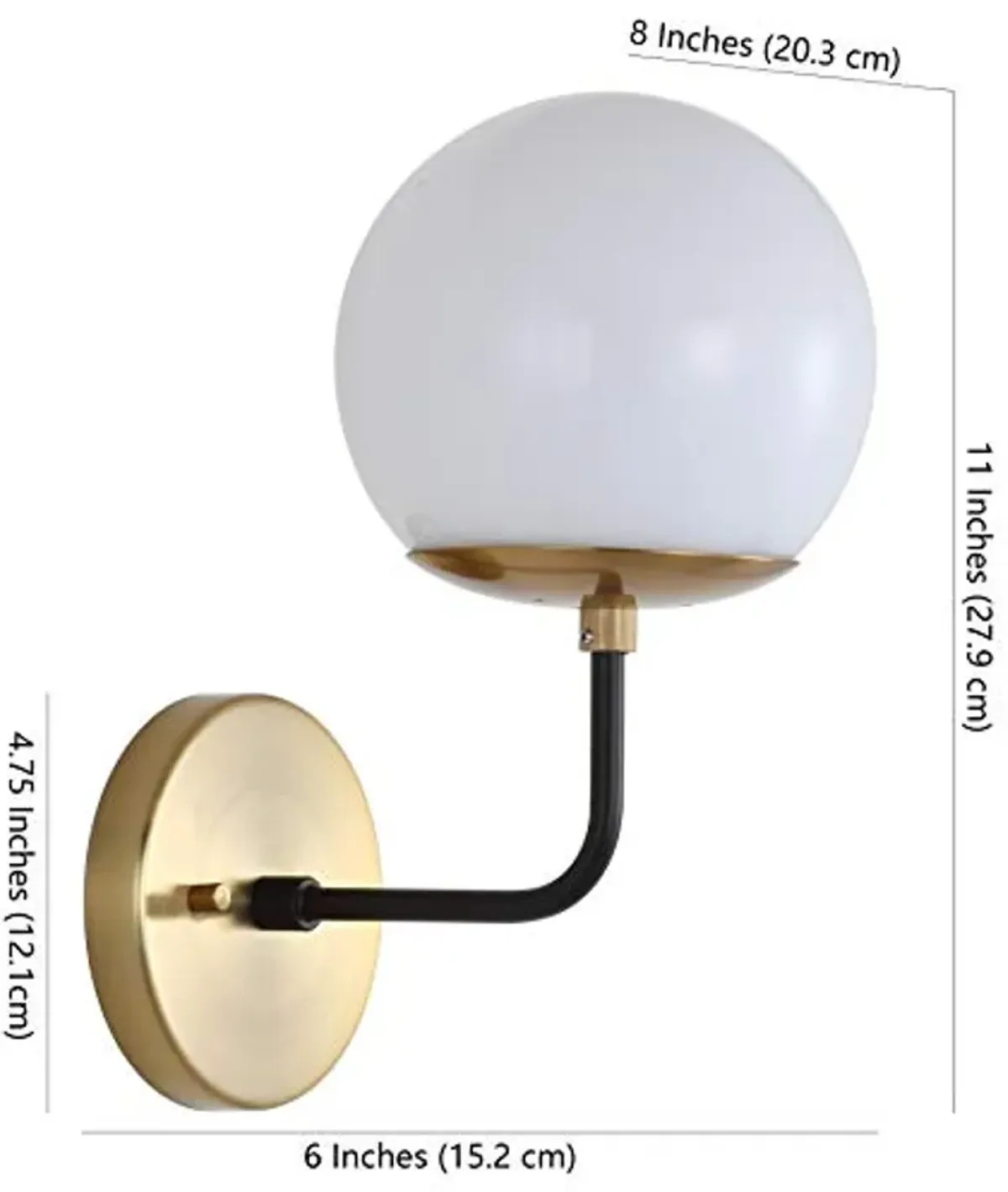 SAFAVIEH SCN4017A Lighting Cayden Brass Gold and Black Wall (LED Bulb Included) Sconce, White