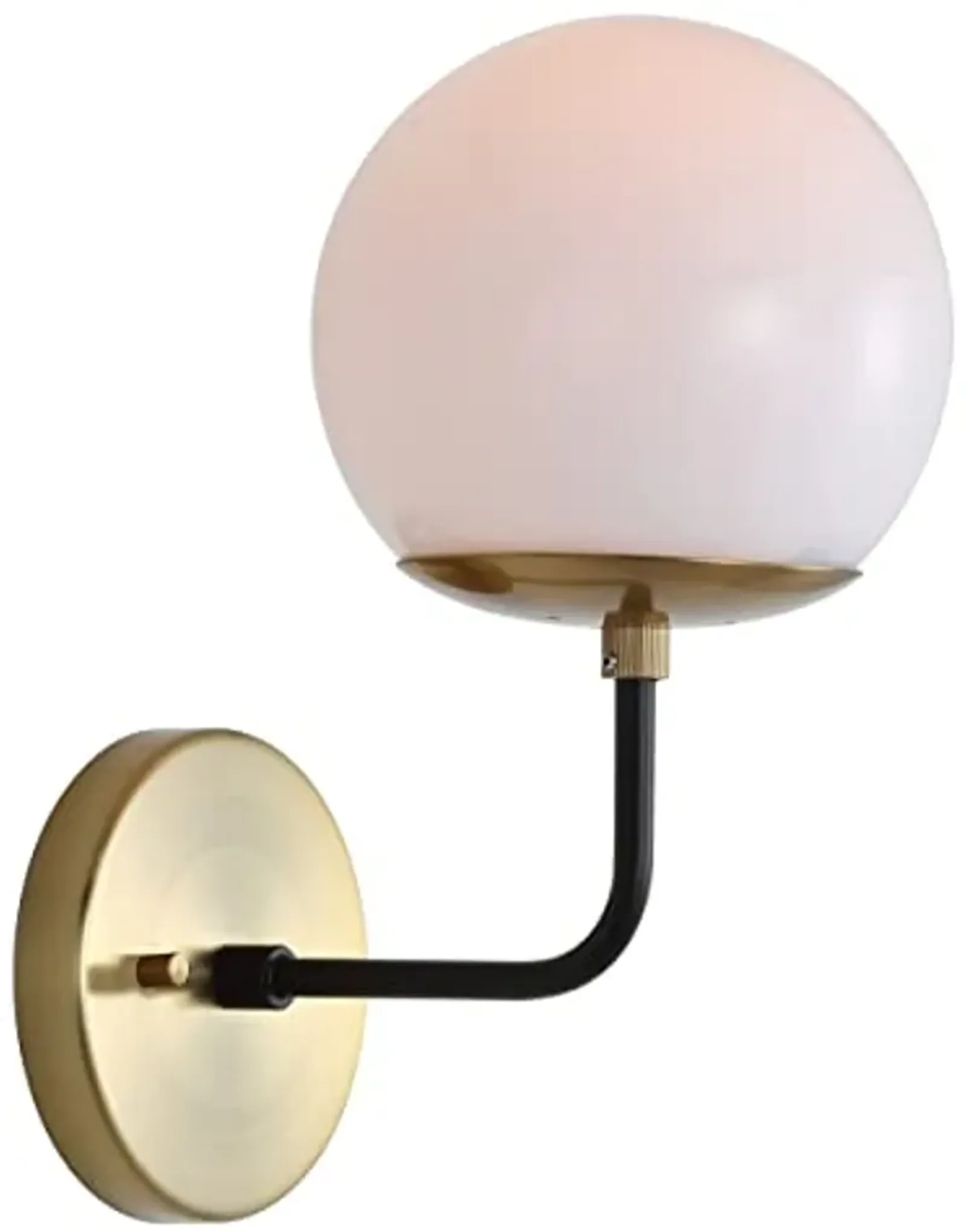 SAFAVIEH SCN4017A Lighting Cayden Brass Gold and Black Wall (LED Bulb Included) Sconce, White