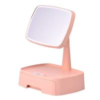 Lighted Makeup Mirror Led Lights Vanity Mirror with Lights and Storage Box Touch Screen Multi-Function Makeup Mirror Table Lamp