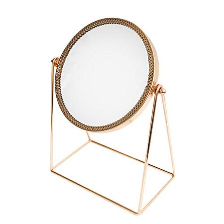 Retro Desktop Makeup Vanity Mirror with Storage Box Design for Girls Cosmetic Mirror European Gold-Rimmed Dressing Mirror Handmade