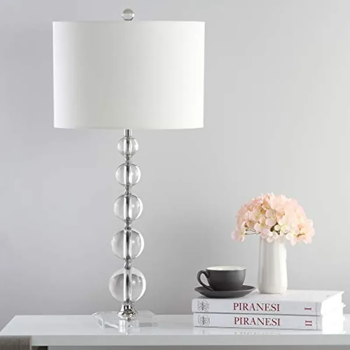 SAFAVIEH Lighting Collection Liam Stacked Crystal Ball 29-inch Bedroom Living Room Home Office Desk Nightstand Table Lamp (LED Bulbs Included)