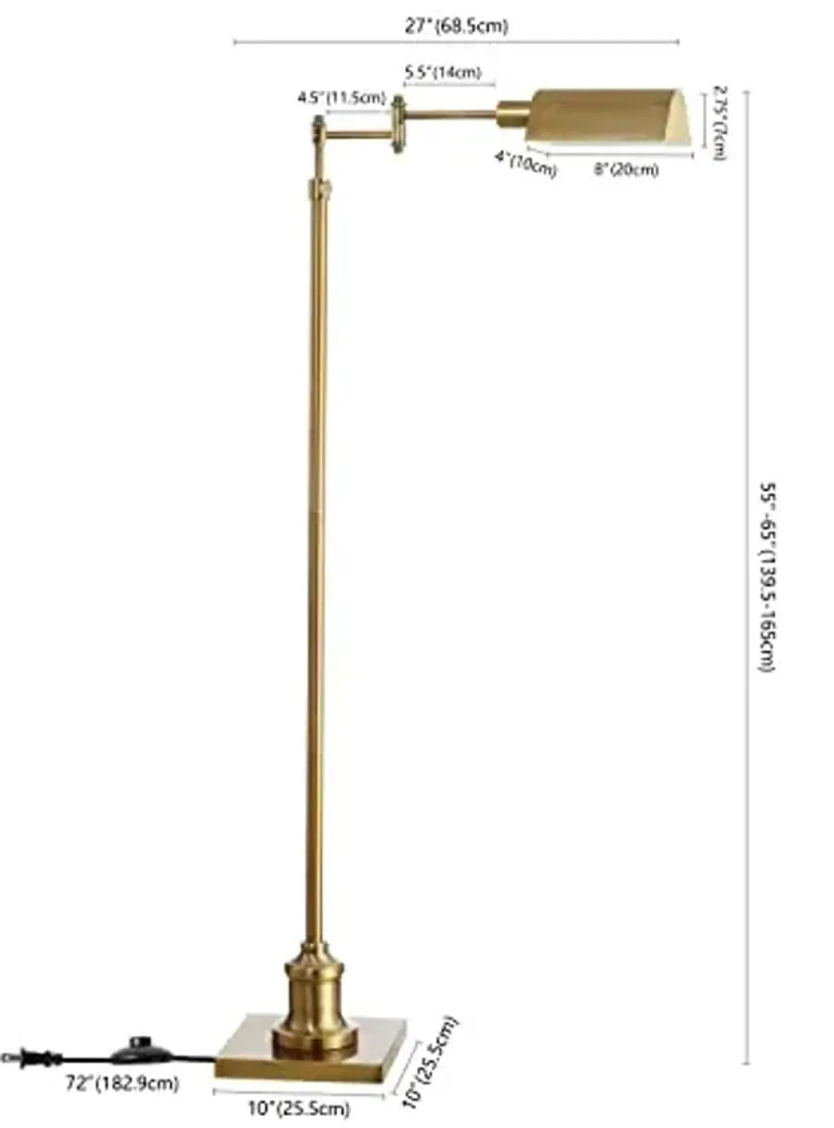 Safavieh Lighting Briggs Adjustable Brass Gold Floor Lamp (LED Bulb Included)