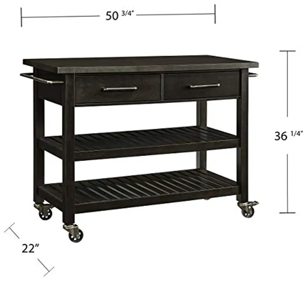 SEI Furniture Havelock Modern Farmhouse Rolling Kitchen Island