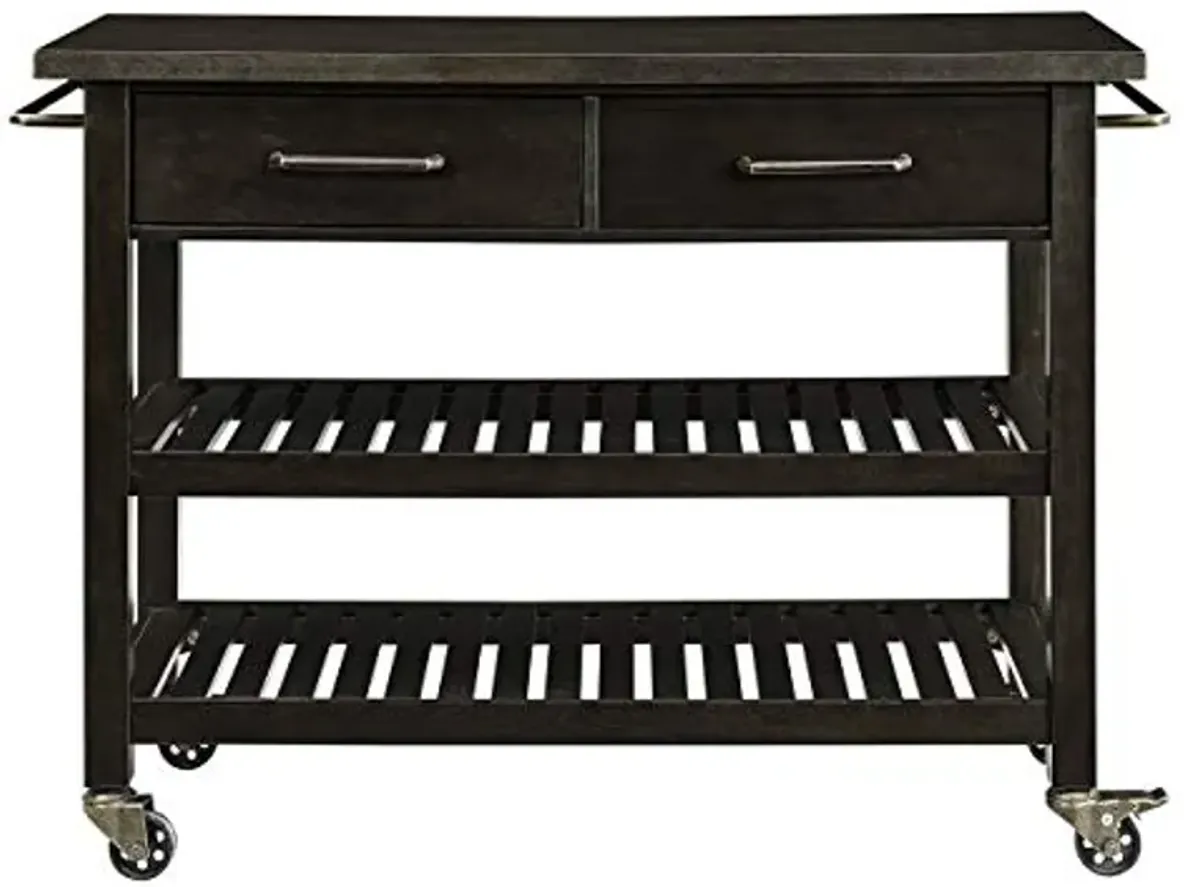 SEI Furniture Havelock Modern Farmhouse Rolling Kitchen Island