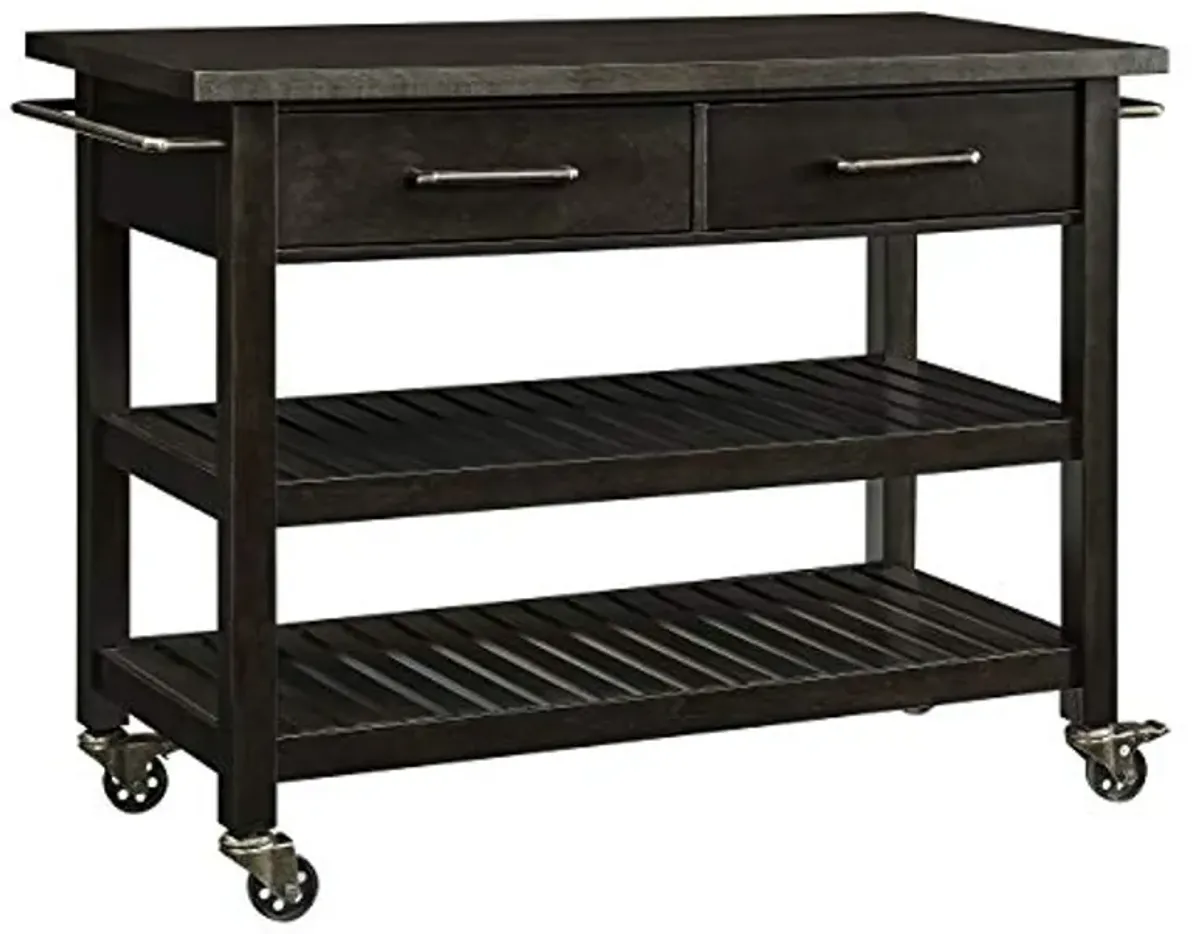 SEI Furniture Havelock Modern Farmhouse Rolling Kitchen Island