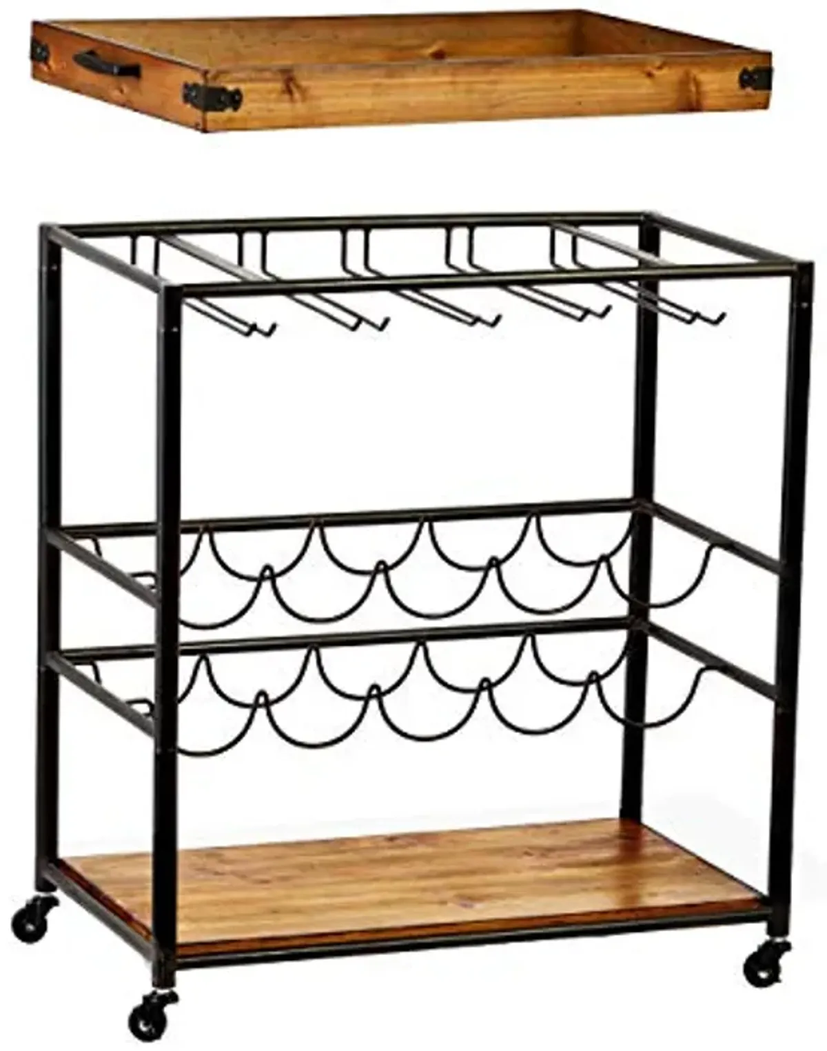 SEI Furniture Southern Enterprises Mayson Bar Cart, Black/Natural