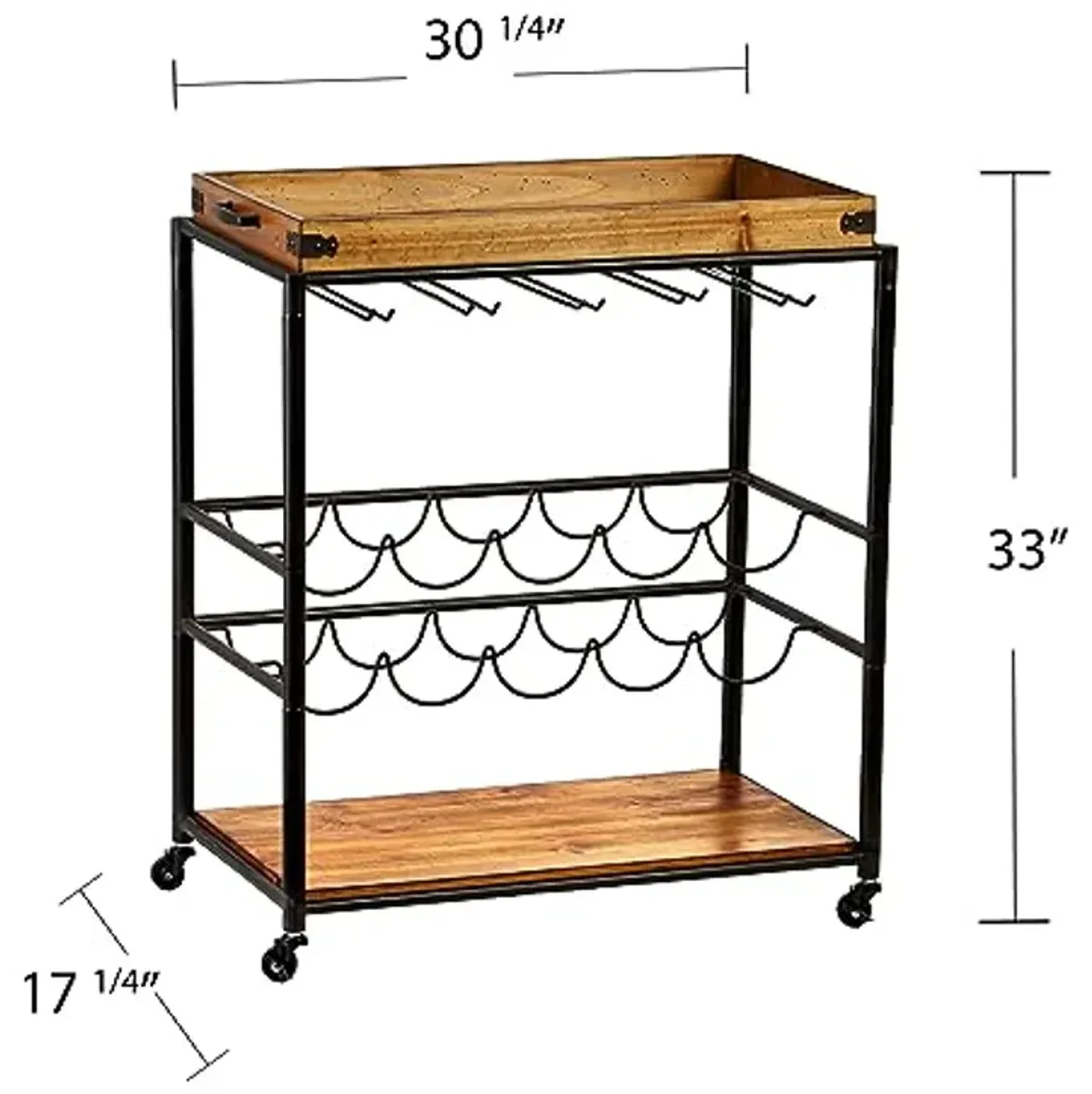 SEI Furniture Southern Enterprises Mayson Bar Cart, Black/Natural