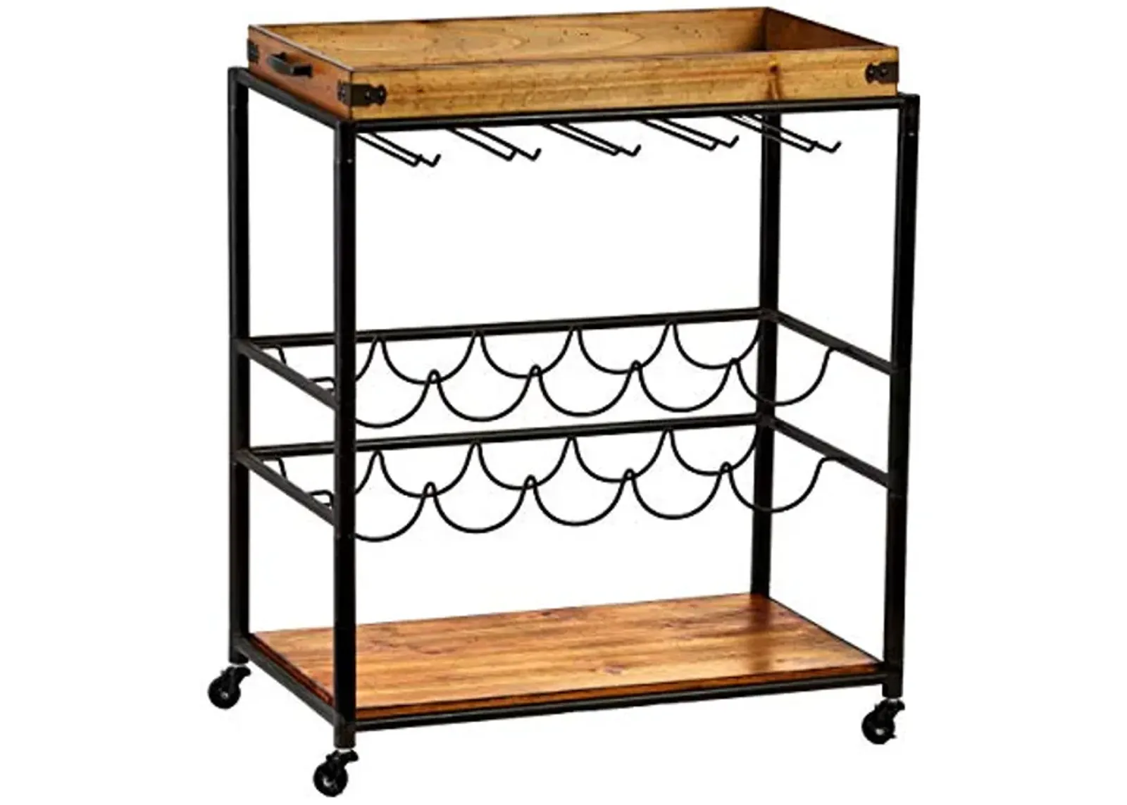 SEI Furniture Southern Enterprises Mayson Bar Cart, Black/Natural