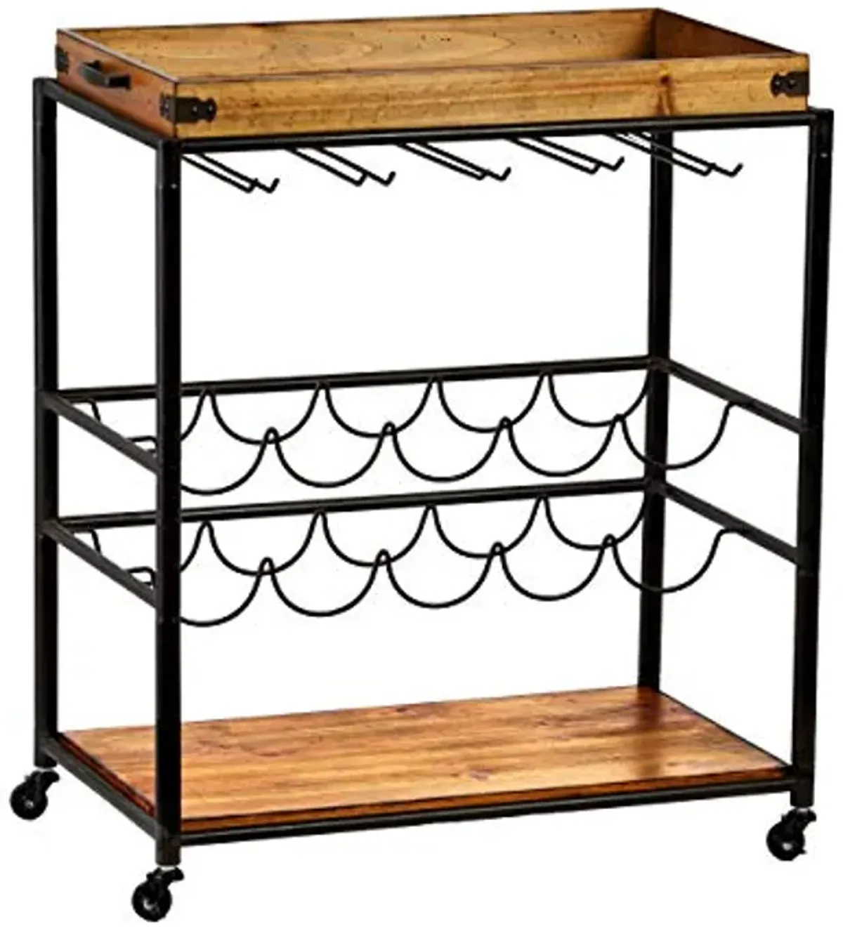 SEI Furniture Southern Enterprises Mayson Bar Cart, Black/Natural