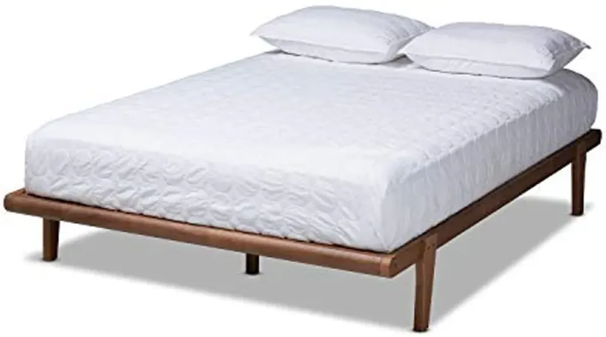 Baxton Studio Kaia Mid-Century Modern Walnut Brown Finished Wood King Size Platform Bed Frame