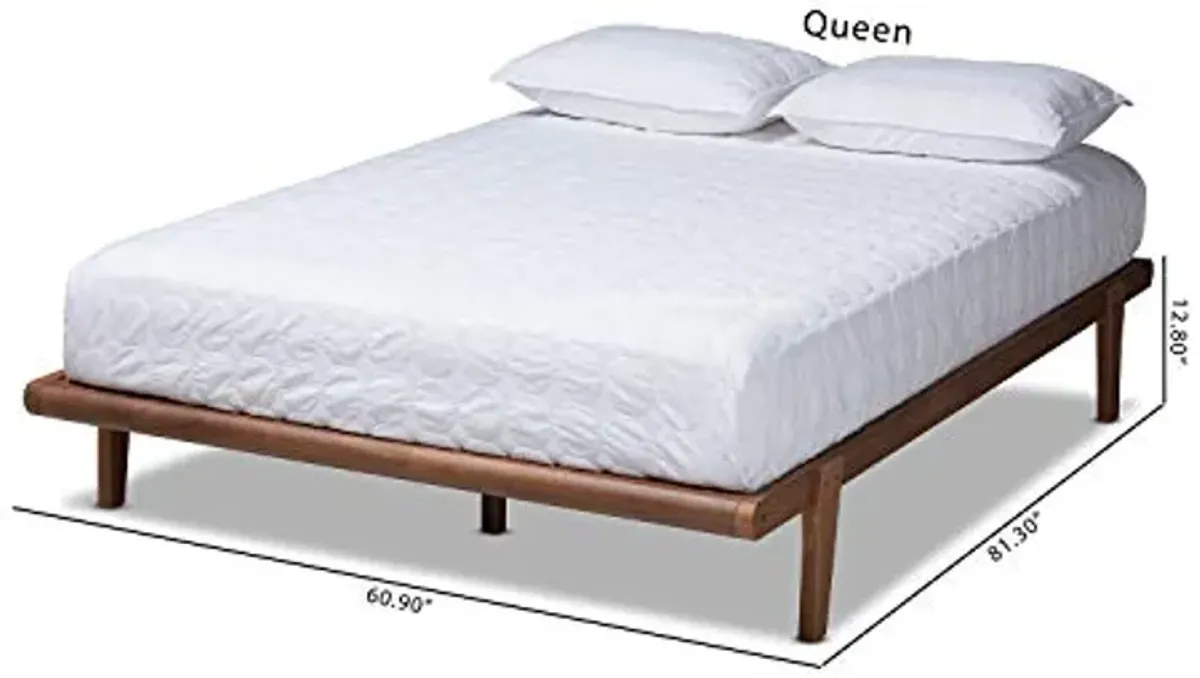 Baxton Studio Kaia Mid-Century Modern Walnut Brown Finished Wood King Size Platform Bed Frame