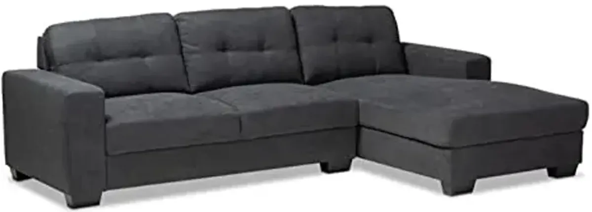 Baxton Studio Langley Dark Grey Sectional Sofa with Right Facing Chaise