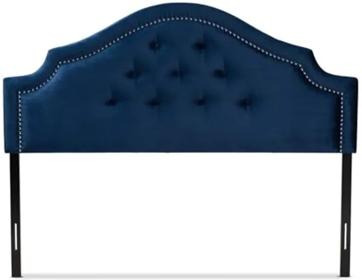 Baxton Studio Cora Modern and Contemporary Royal Blue Velvet Fabric Upholstered Queen Size Headboard