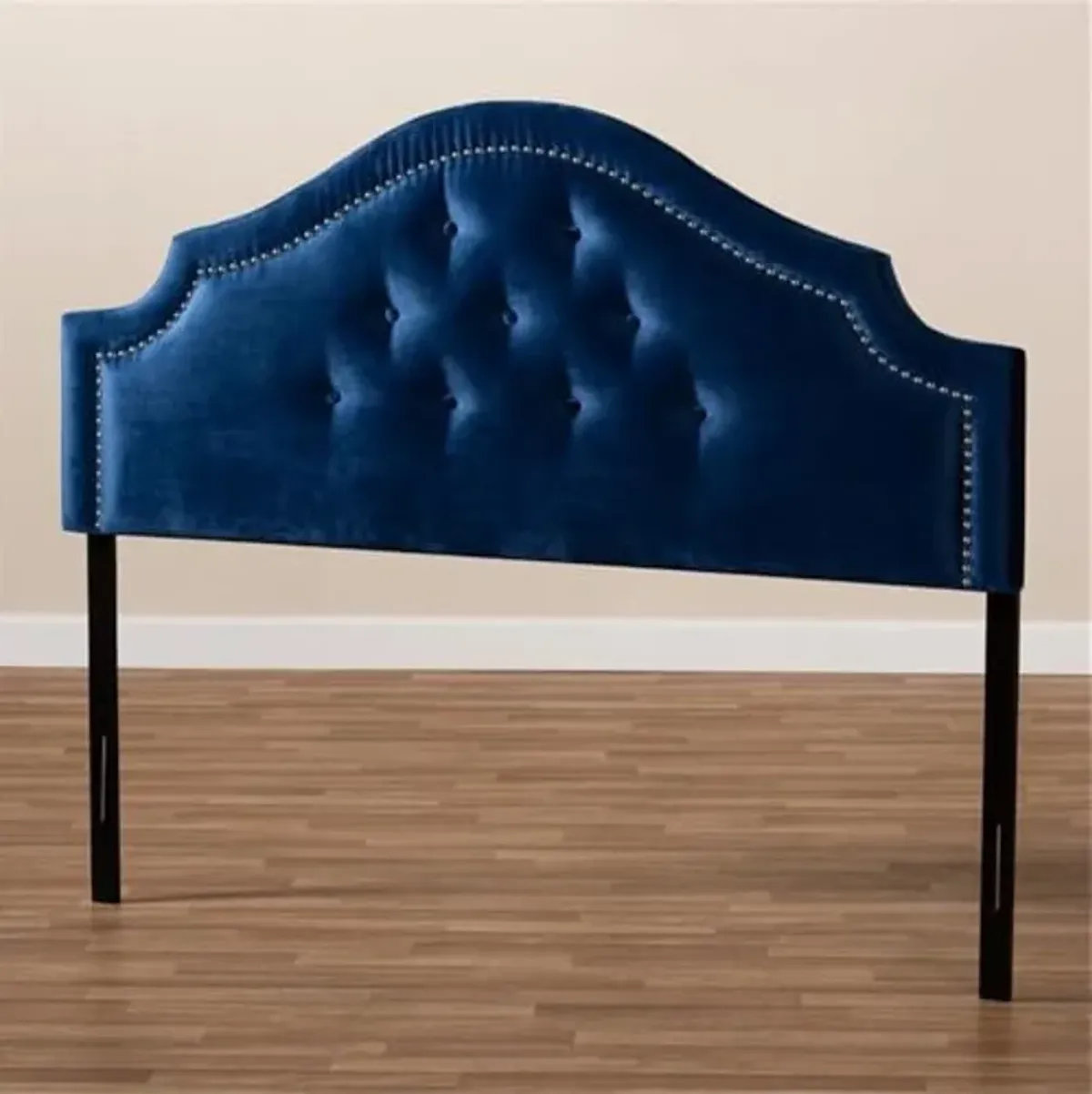 Baxton Studio Cora Modern and Contemporary Royal Blue Velvet Fabric Upholstered Queen Size Headboard