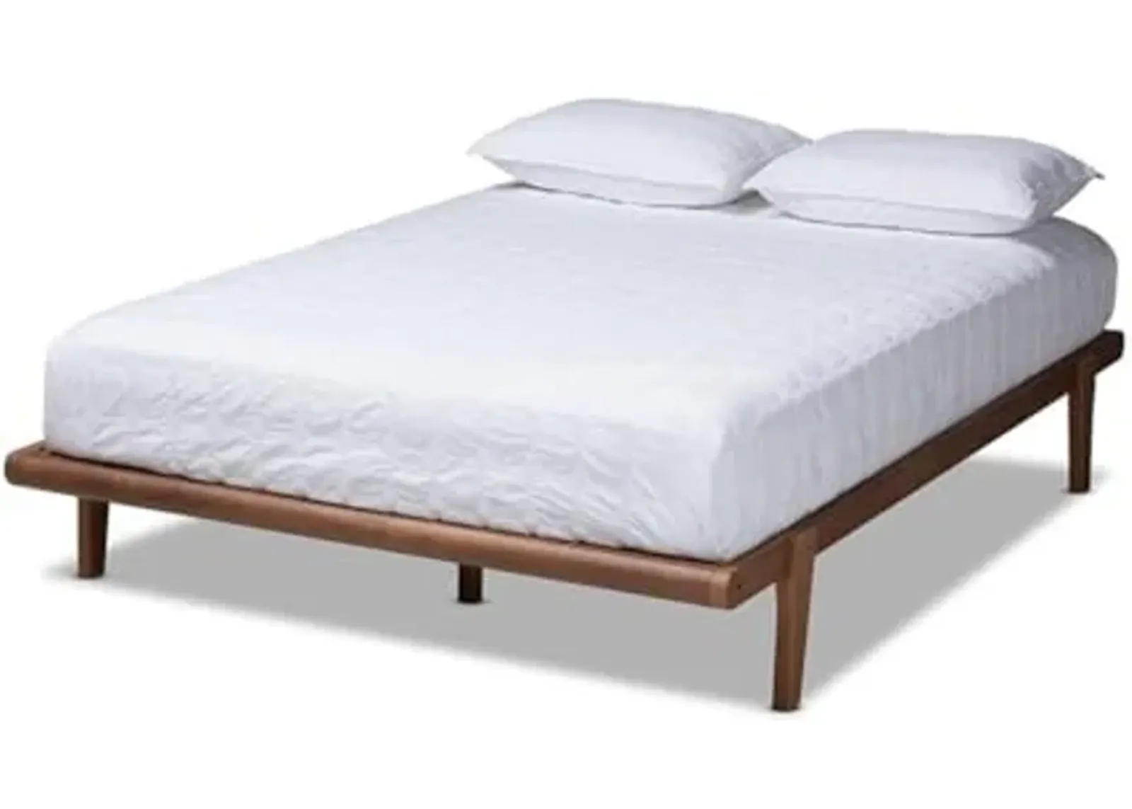 Baxton Studio Kaia Mid-Century Modern Walnut Brown Finished Wood Full Size Platform Bed Frame