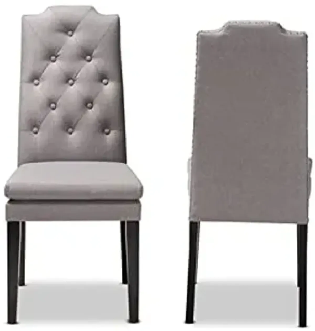 Baxton Studio Dylin Modern and Contemporary Gray Fabric Upholstered Button Tufted Wood Dining Chair Set