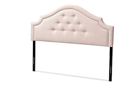 Baxton Studio Cora Modern and Contemporary Light Pink Velvet Fabric Upholstered Queen Size Headboard