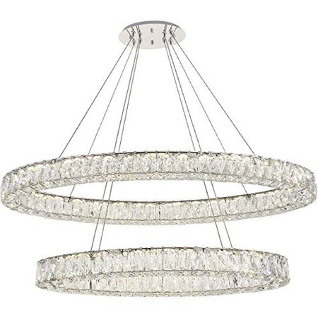 Elegant Lighting Monroe Integrated LED Light Chrome Chandelier Clear Royal Cut Crystal