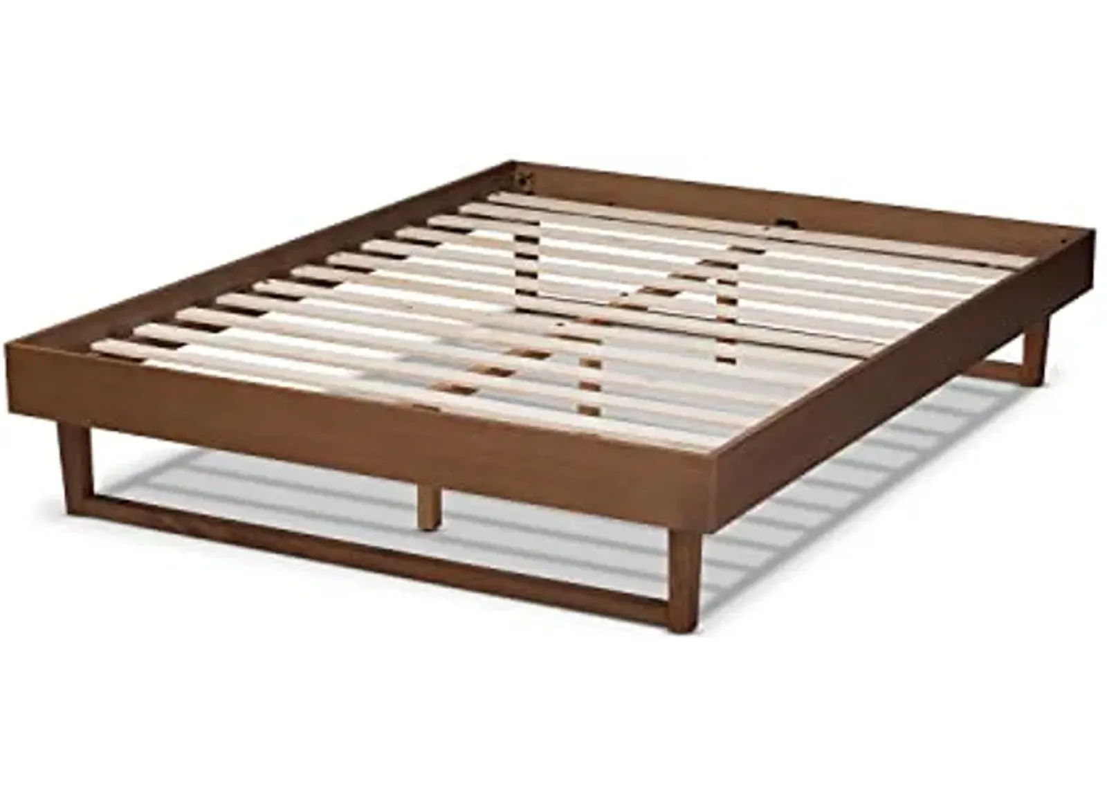 Baxton Studio Liliya Mid-Century Modern Walnut Brown Finished Wood King Size Platform Bed Frame