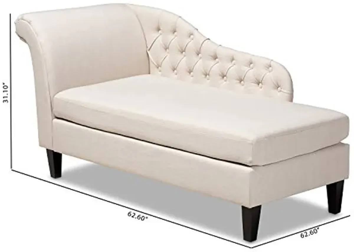 Baxton Studio Florent Modern and Contemporary Beige Fabric Upholstered Black Finished Chaise Lounge