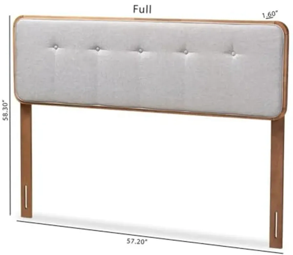 Baxton Studio Palina Mid-Century Modern Light Grey Fabric Upholstered Walnut Brown Finished Wood Full Size Headboard