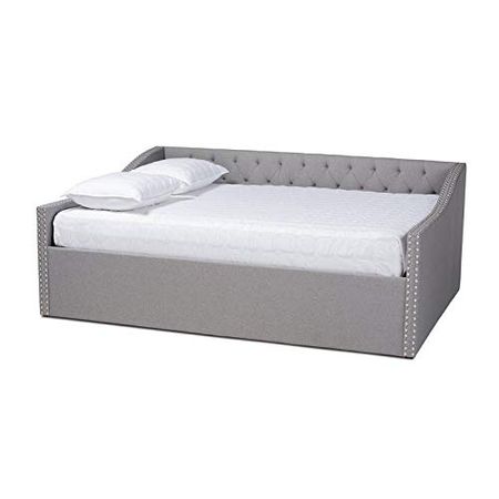 Baxton Studio Haylie Queen Size Light Grey Upholstered Daybed