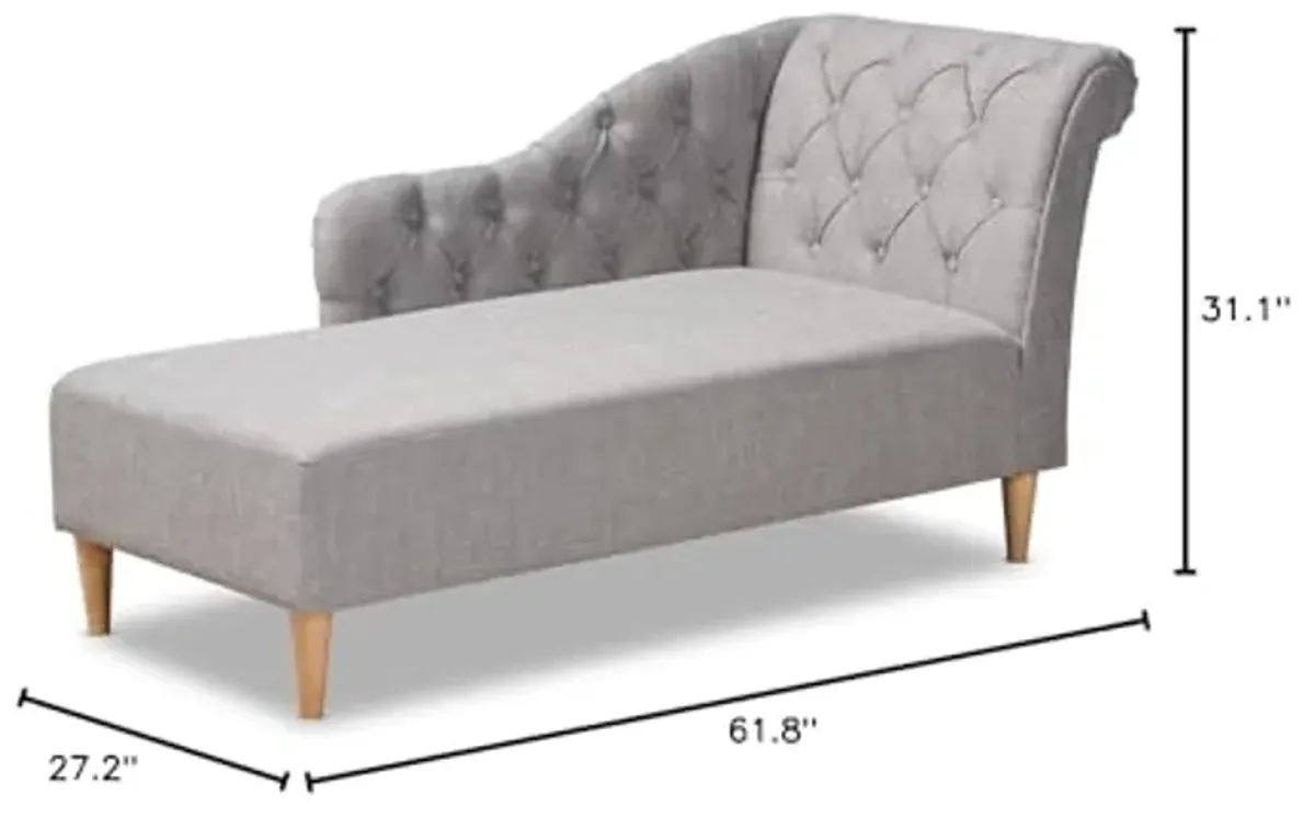 Baxton Studio Emeline Modern and Contemporary Grey Fabric Upholstered Oak Finished Chaise Lounge