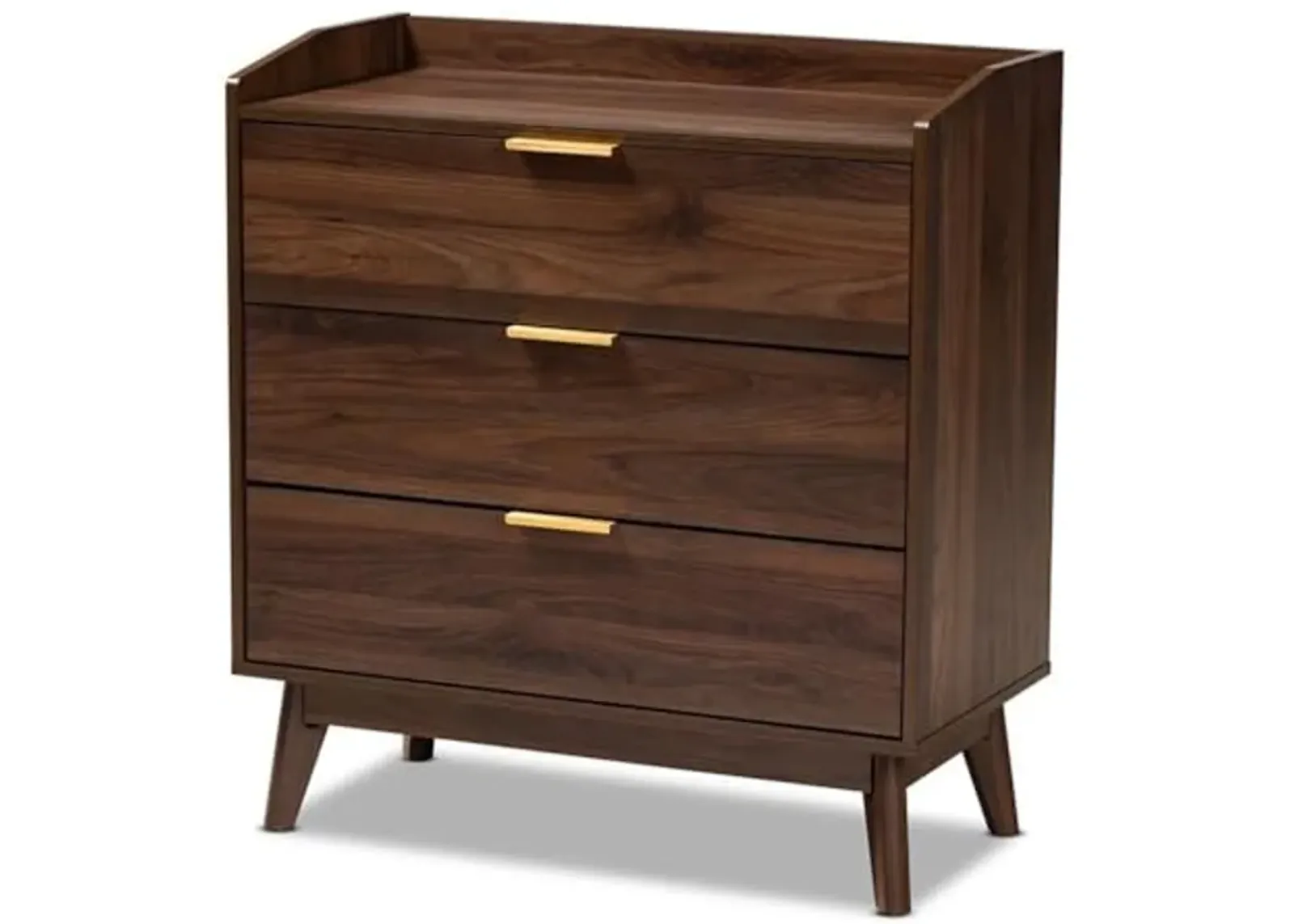 Baxton Studio Lena Mid-Century Modern Walnut Brown Finished 3-Drawer Wood Chest