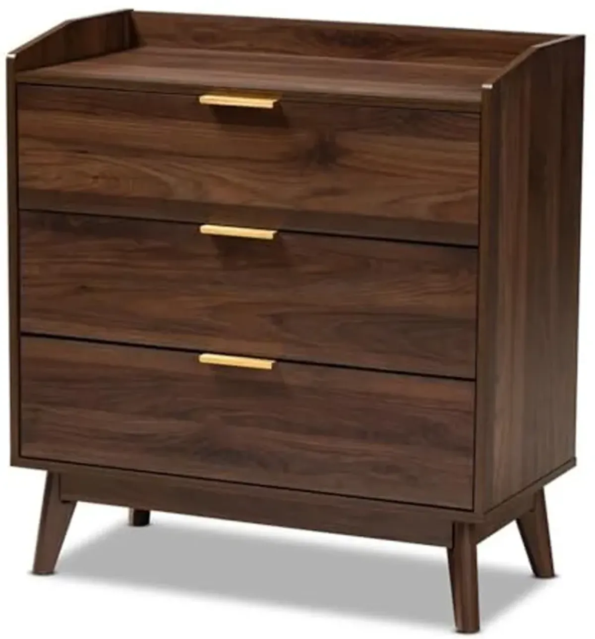 Baxton Studio Lena Mid-Century Modern Walnut Brown Finished 3-Drawer Wood Chest