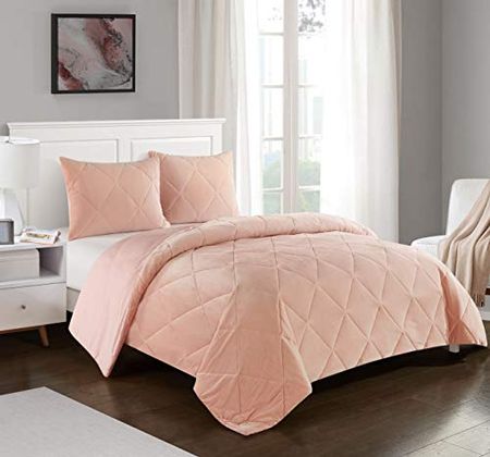 Heritage Club Kids and Teen Solid Cloud Fill Comforter Alternative Microfiber – Ultra Soft – Hypoallergenic – All Season Breathable 3 Piece Set, Queen, Pink
