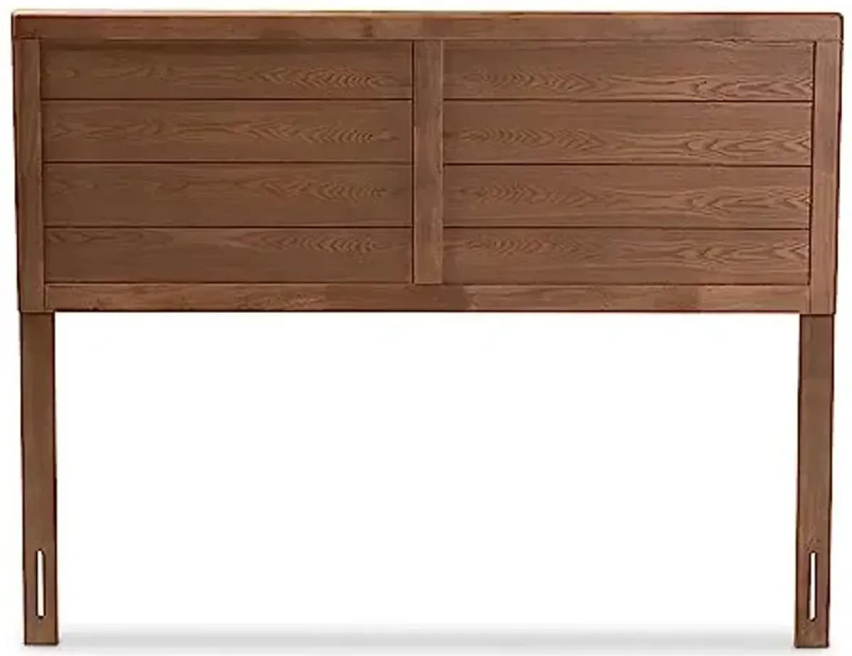 Baxton Studio Seren Queen Wood Headboard, 61.2-inch W x 0.9-inch D x 58.3-inch H, Ash Walnut