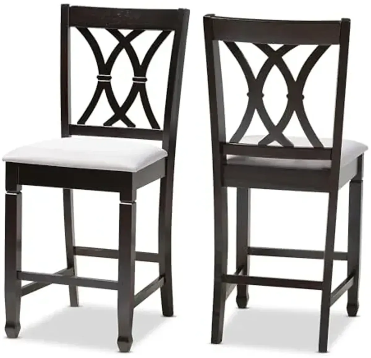 Baxton Studio Reneau Contemporary Fabric Cut-Out Back Counter Stool, Gray and Espresso, 2-Pieces/Set