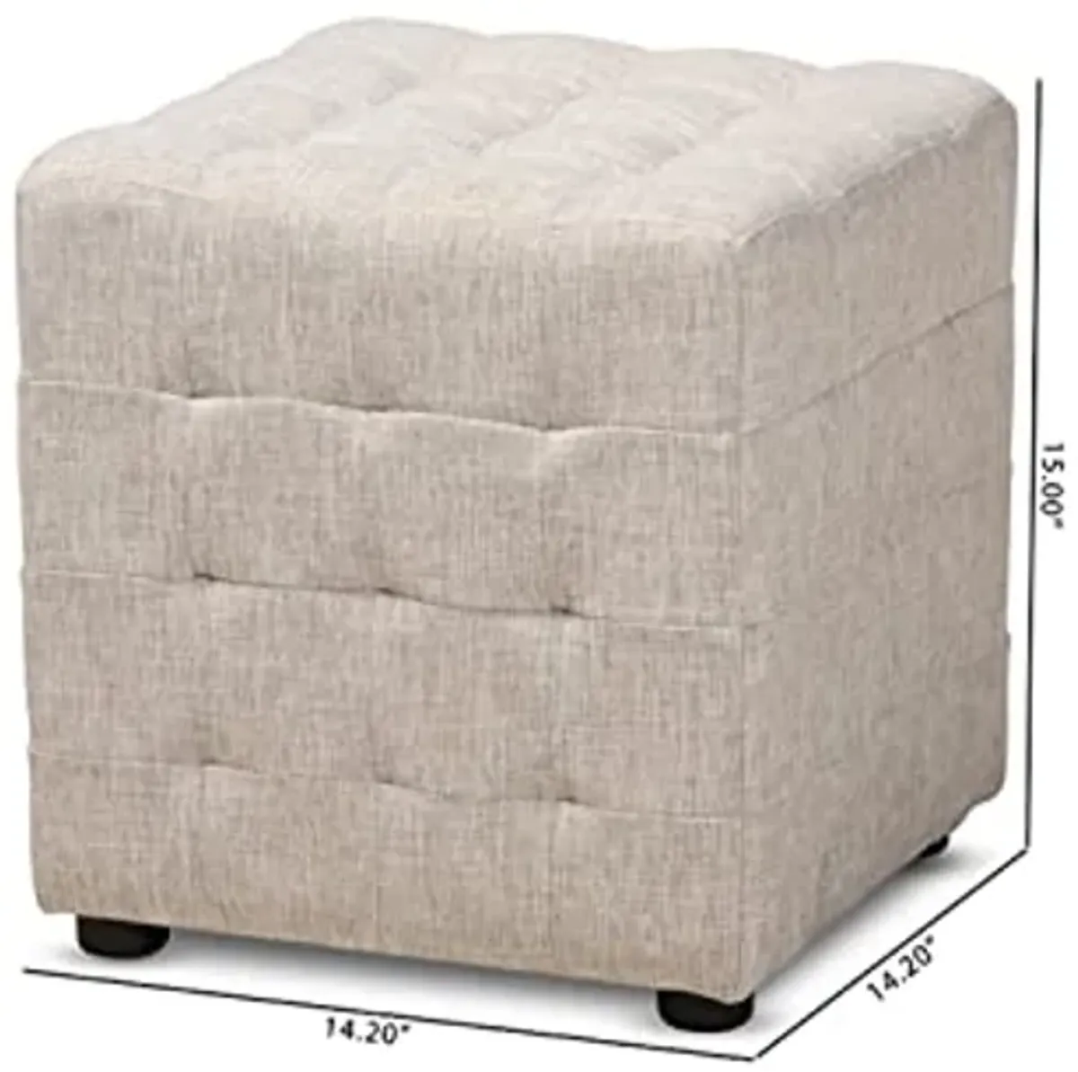 Baxton Studio Elladio Modern and Contemporary Beige Fabric Upholstered 2-Piece Tufted Cube Ottoman Set