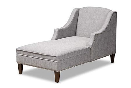 Baxton Studio Leonie Modern and Contemporary Grey Fabric Upholstered Wenge Brown Finished Chaise Lounge