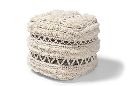 Baxton Studio Vesey Beige and Brown Handwoven Wool Pouf Ottoman