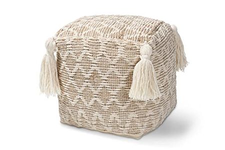 Baxton Studio Noland Natural and Ivory Moroccan Inspired Pouf Ottoman