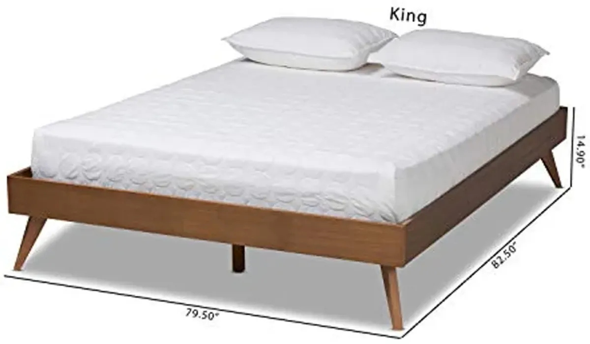 Baxton Studio Lissette Mid-Century Modern Walnut Brown Finished Wood King Size Platform Bed Frame