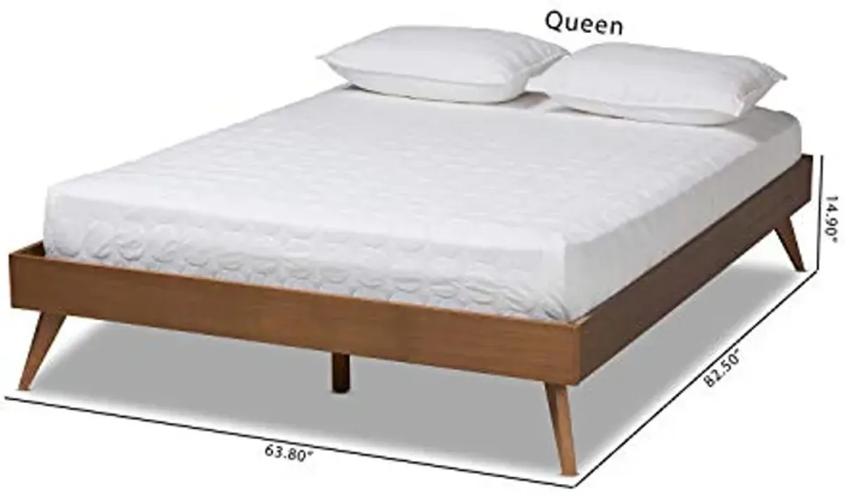 Baxton Studio Lissette Mid-Century Modern Walnut Brown Finished Wood King Size Platform Bed Frame