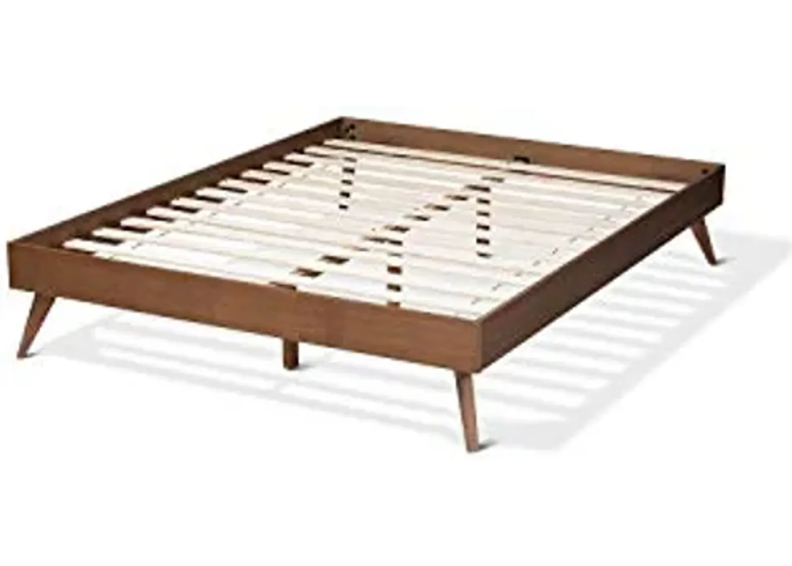 Baxton Studio Lissette Mid-Century Modern Walnut Brown Finished Wood King Size Platform Bed Frame