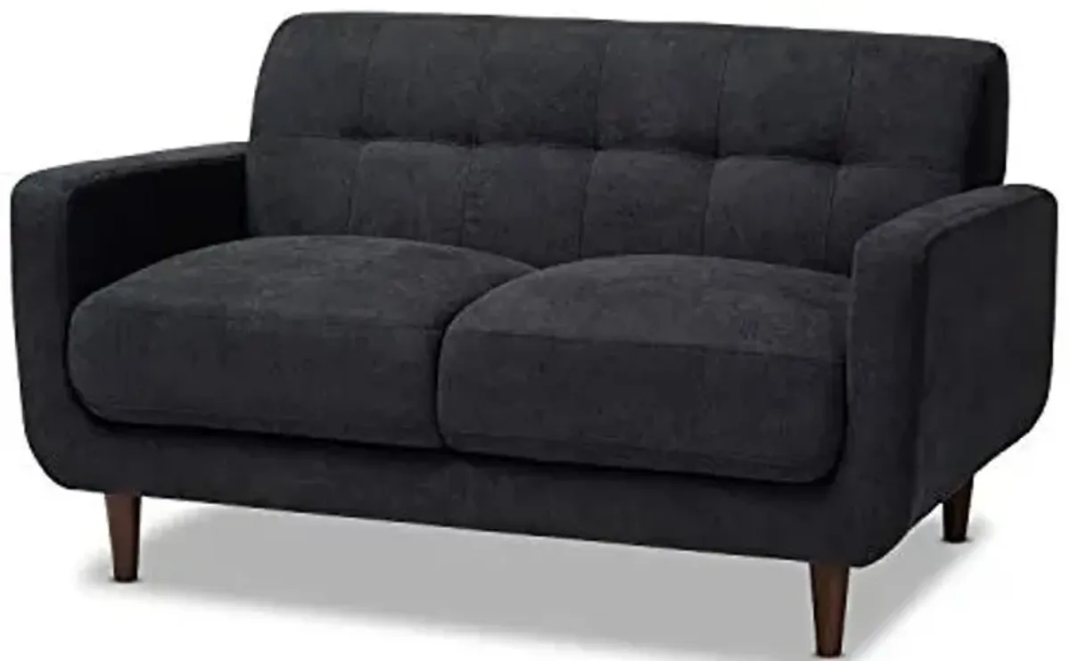 Baxton Studio Allister Mid-Century Modern Dark Grey Fabric Upholstered Loveseat